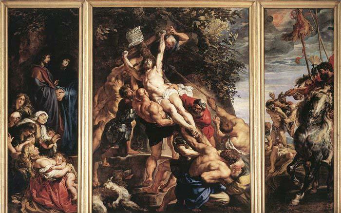 RUBENS, Pieter Pauwel Raising of the Cross oil painting image